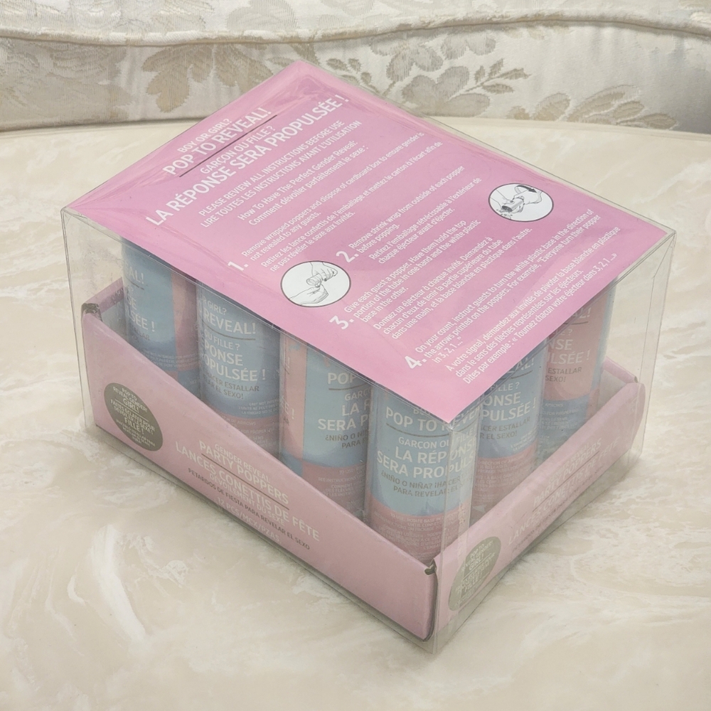 Gender Reveal Party Confetti Poppers (Girl) Pink
